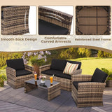 4 Pieces Patio Conversation Set, Outside Rattan Sectional Sofa, Cushioned Furniture Set, Wicker Sofa Ideal